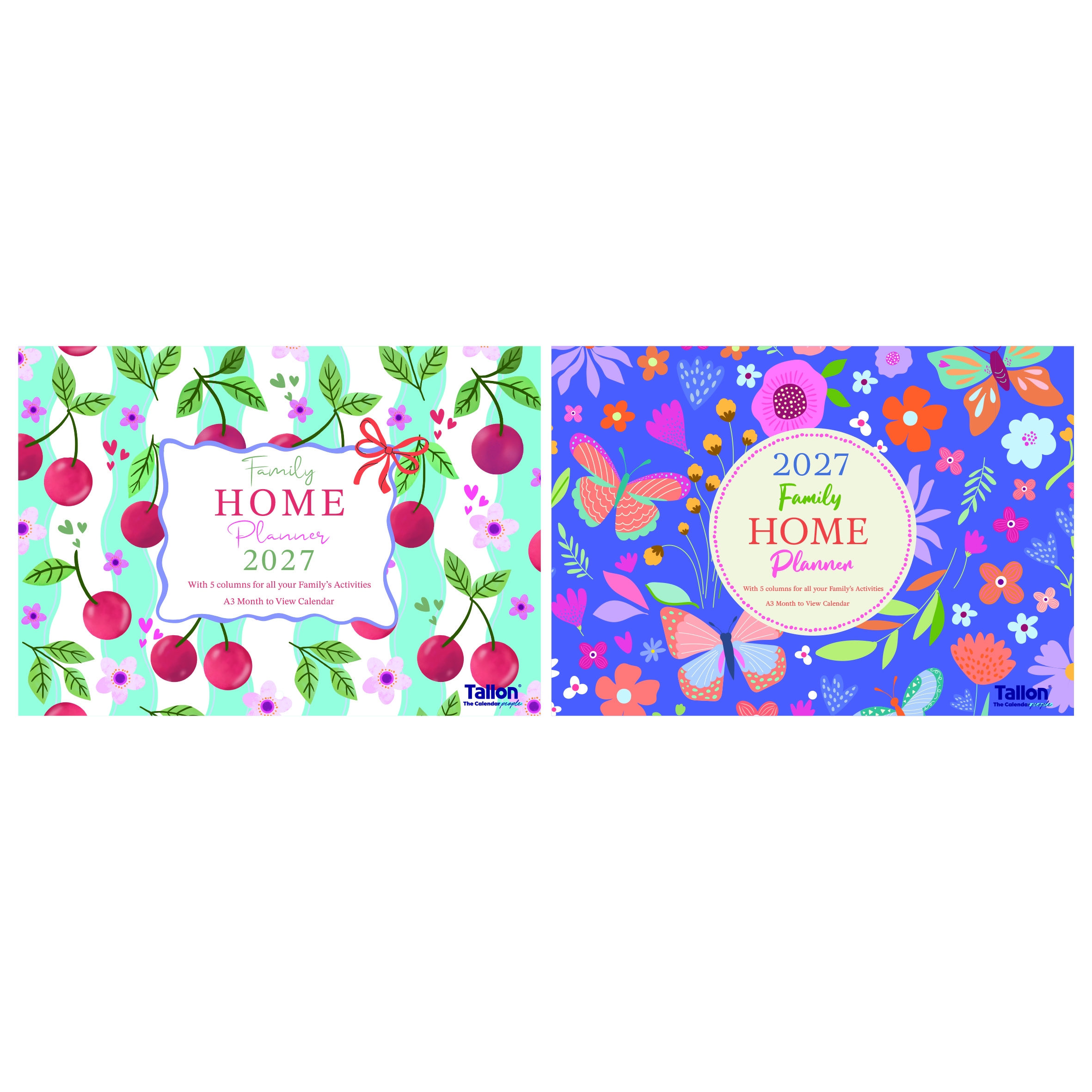 CALENDAR,Family Home Planner Month to View,A3,Cherry/Butterfly 2027 [Splittable]