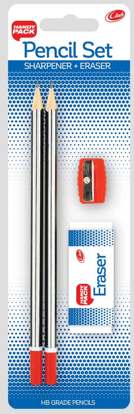 PENCIL SET,HB Sharpener Eraser I/cd CB377 [Packs Only]