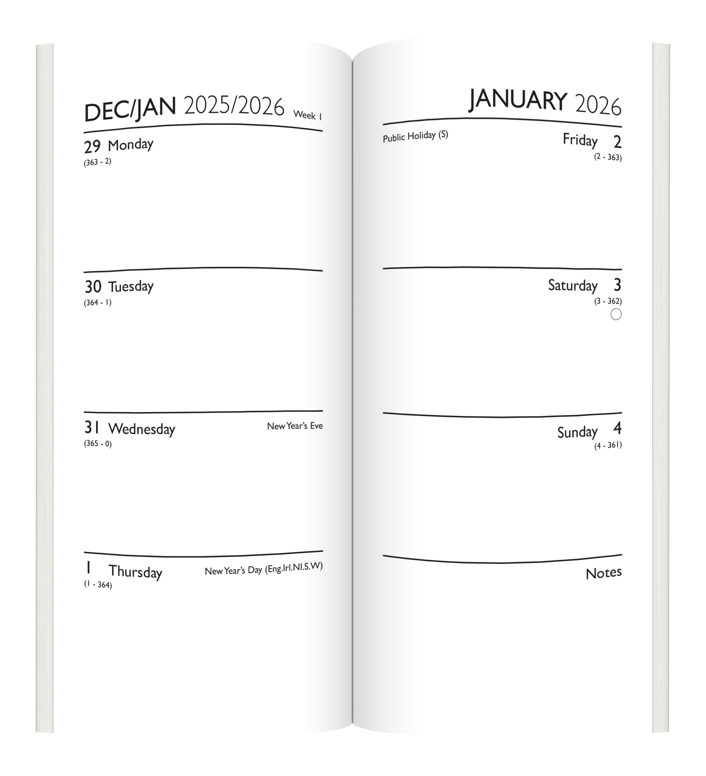 DIARY,Slim,Brights 3 Asst. Week to View CDU 2026 [Packs Only]