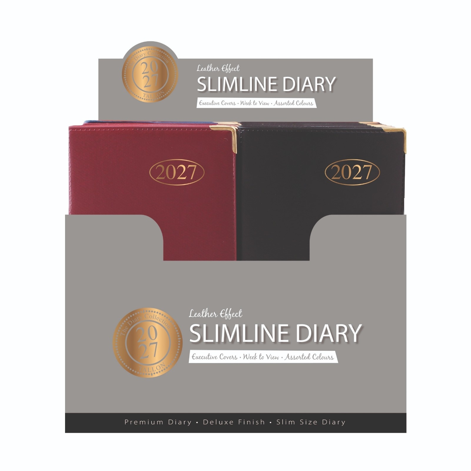 DIARY,Slim,Brass Corners, Asst Cols. 2027 CDU [Packs Only]
