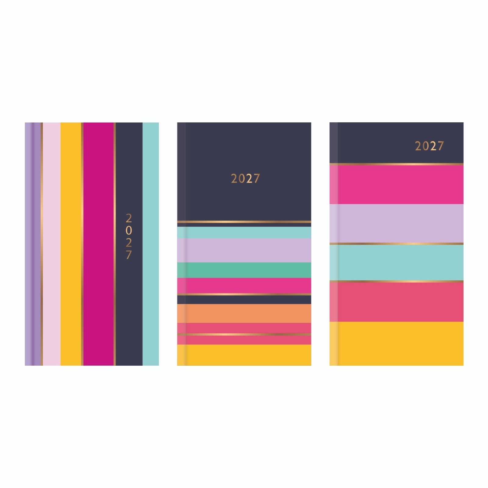 DIARY,Slim,Bright Stripes 3 Assorted Week to View CDU 2027 [Packs Only]