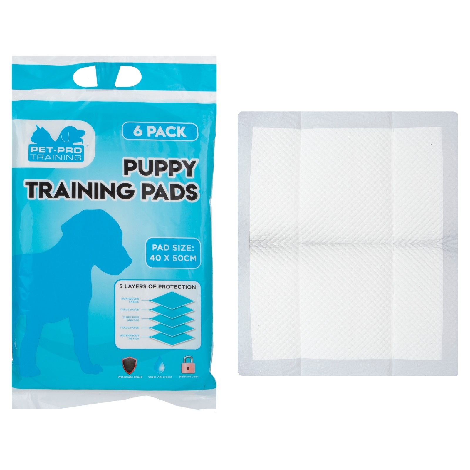 PUPPY TRAINING PADS,40 x 50cm 6`s H/pk [Packs Only]