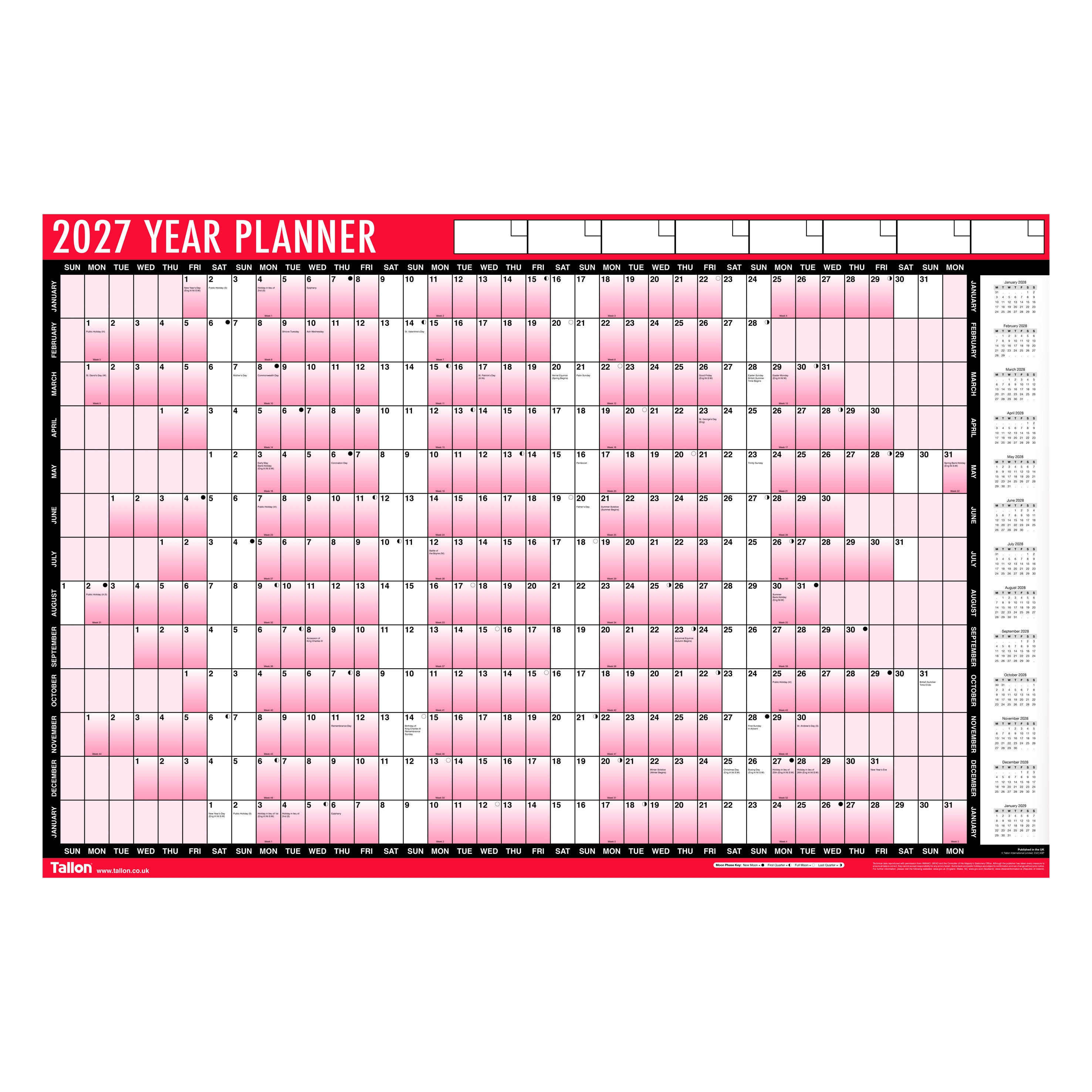 YEAR WALL PLANNER 2027 Inc. Pen & Sticky Notes,CDU [Packs Only]