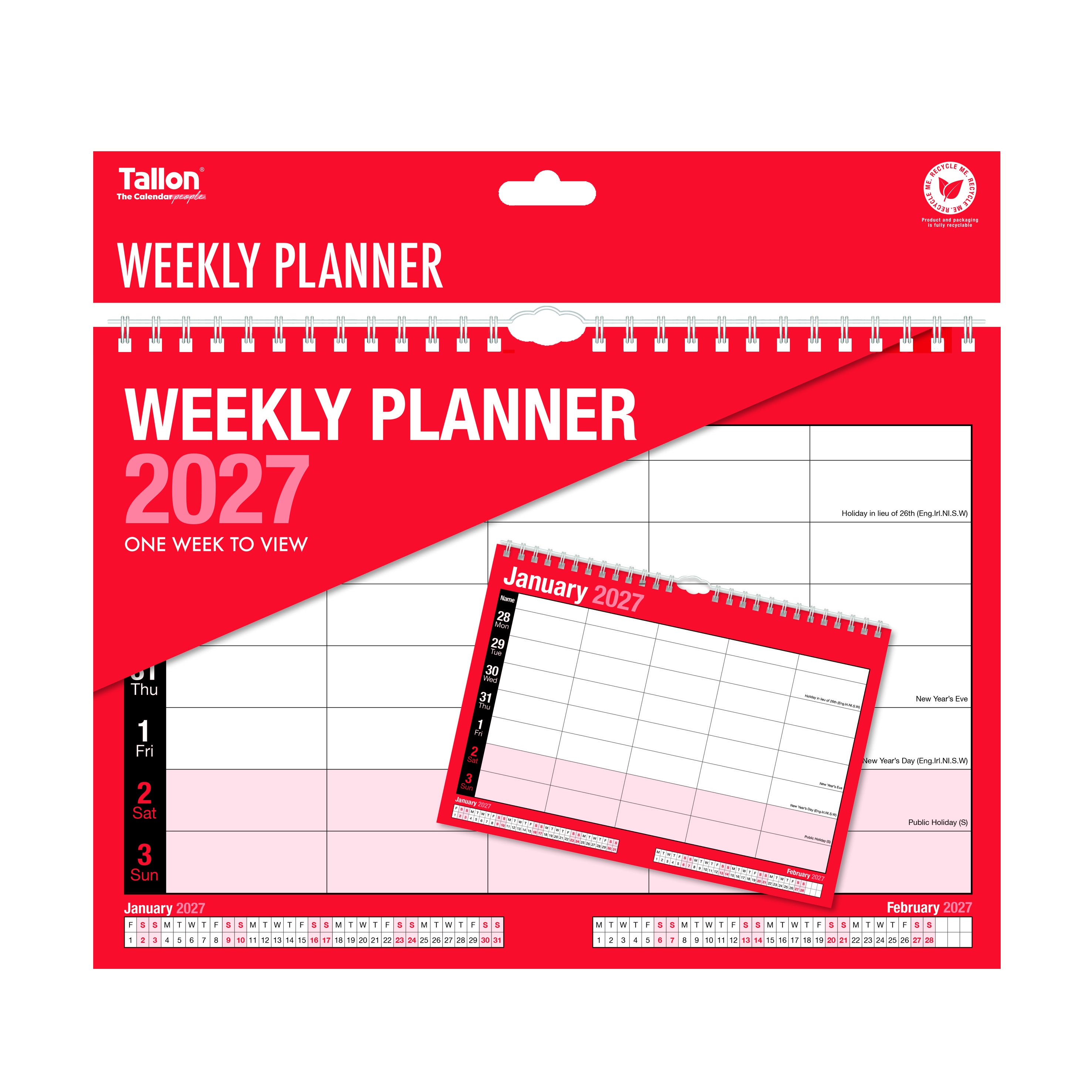 CALENDAR, 5 Column Engagement Week To View, 2027 H/pk [Splittable]