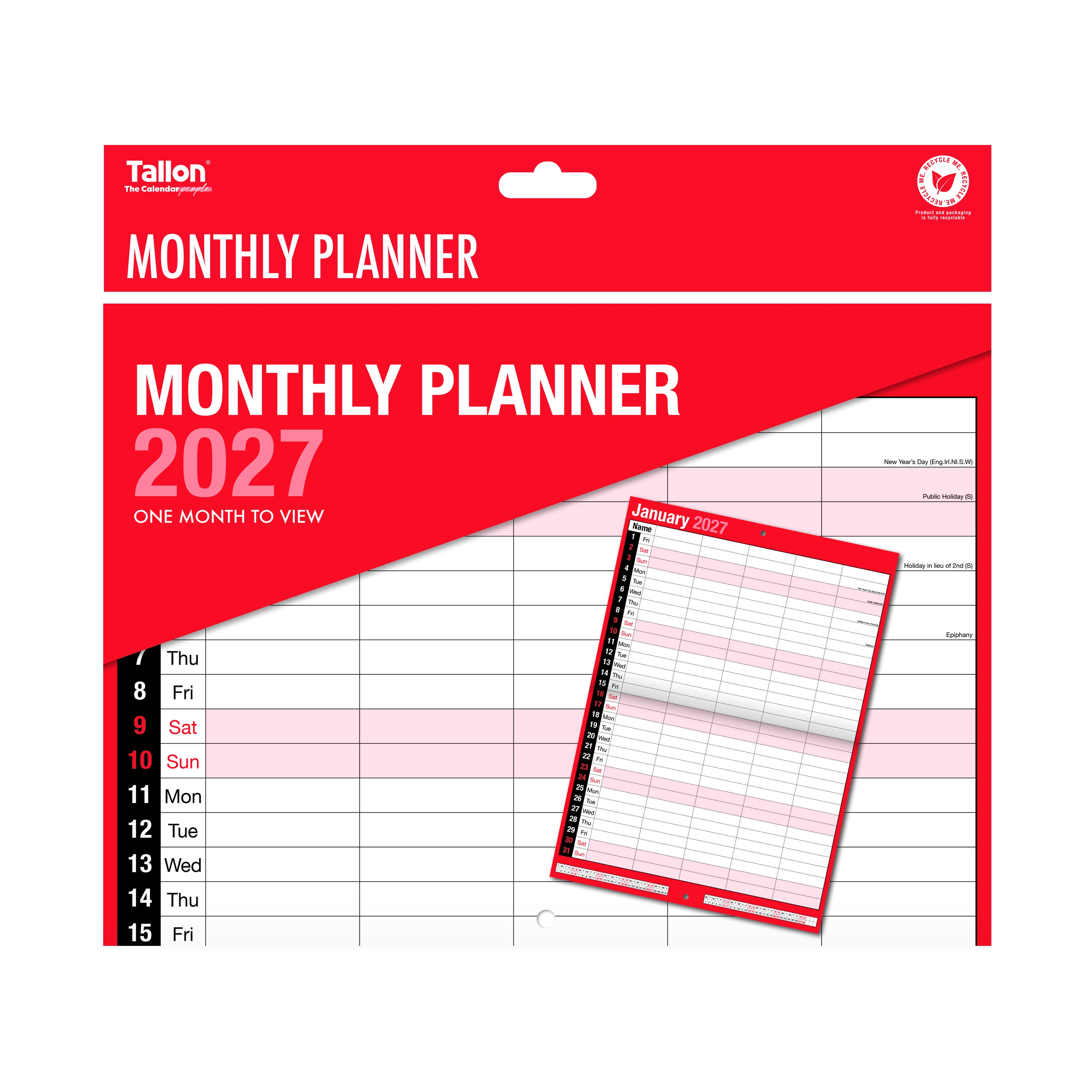 CALENDAR, 5 Column Engagement A3 Month To View 2027,H/pk [Packs Only]