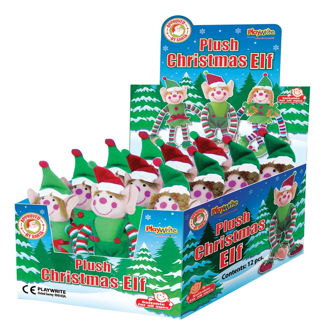 HANGING ELF, Plush 28cm from fingers to toes, 3 Asst. [Splittable]