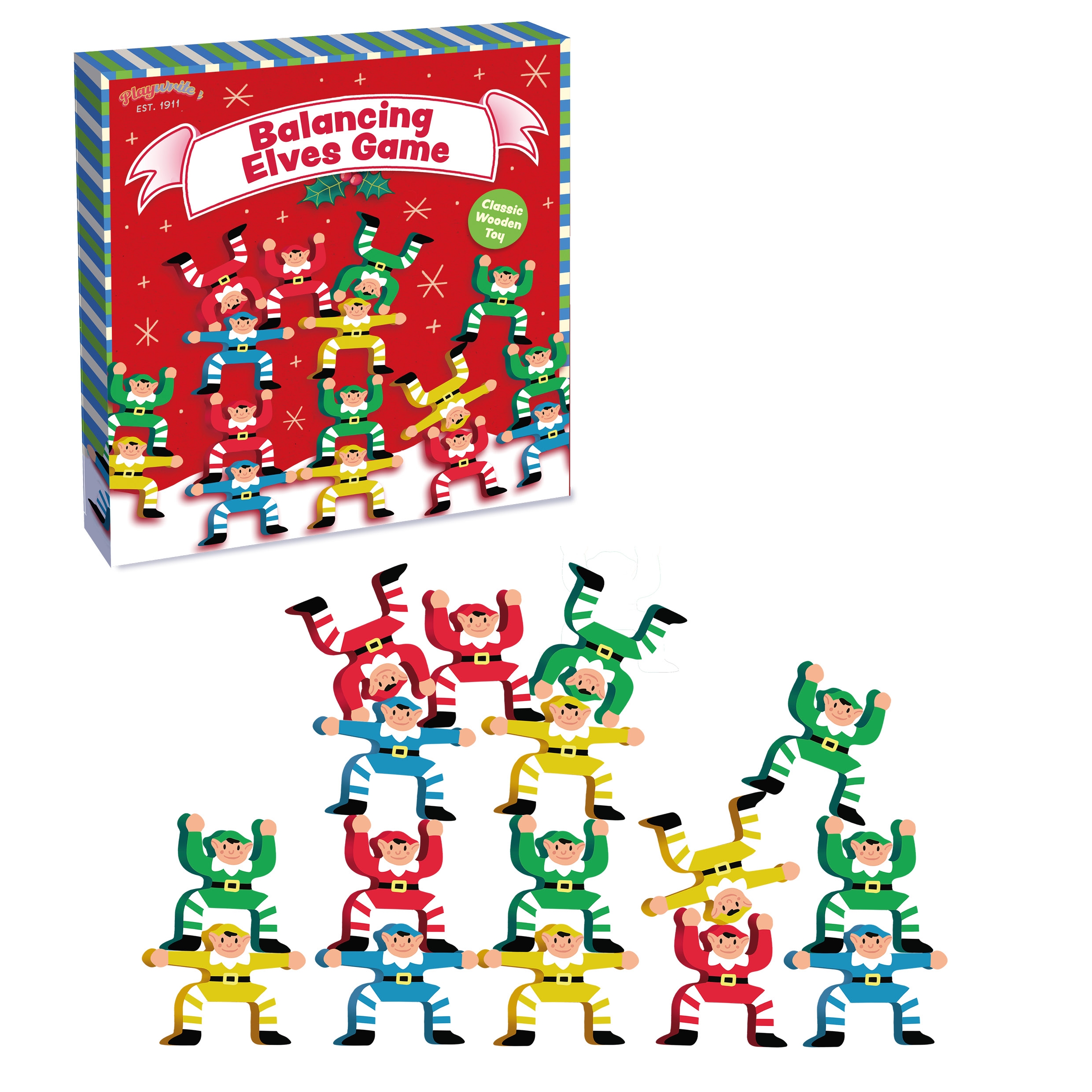 BALANCING ELF GAME, Classic Wooden Toy Boxed