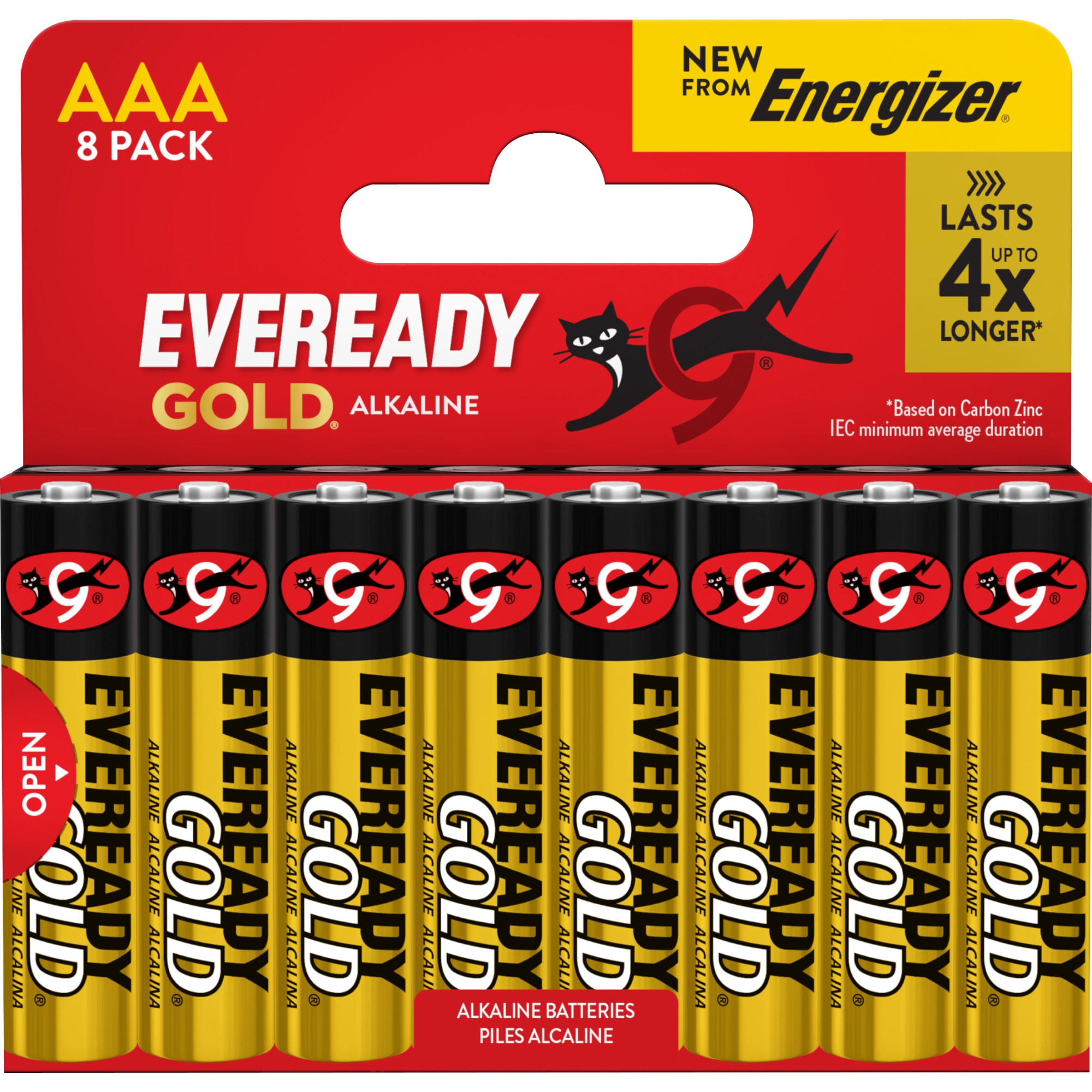 EVEREADY GOLD Alkaline Batteries AAA 8`s Special Offer I/cd [Splittable]