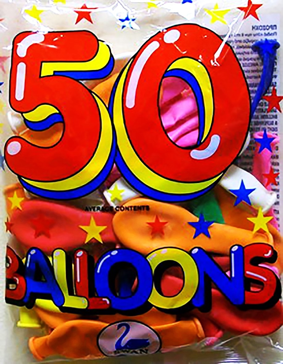 BALLOONS, Assorted Shapes 50`s H/pk [Packs Only]