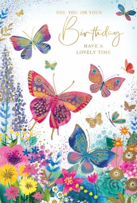 BIRTHDAY CARDS, Floral Butterflies [Packs Only]