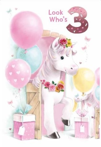 AGE 3 CARDS,Female Pony, Balloons [Packs Only]