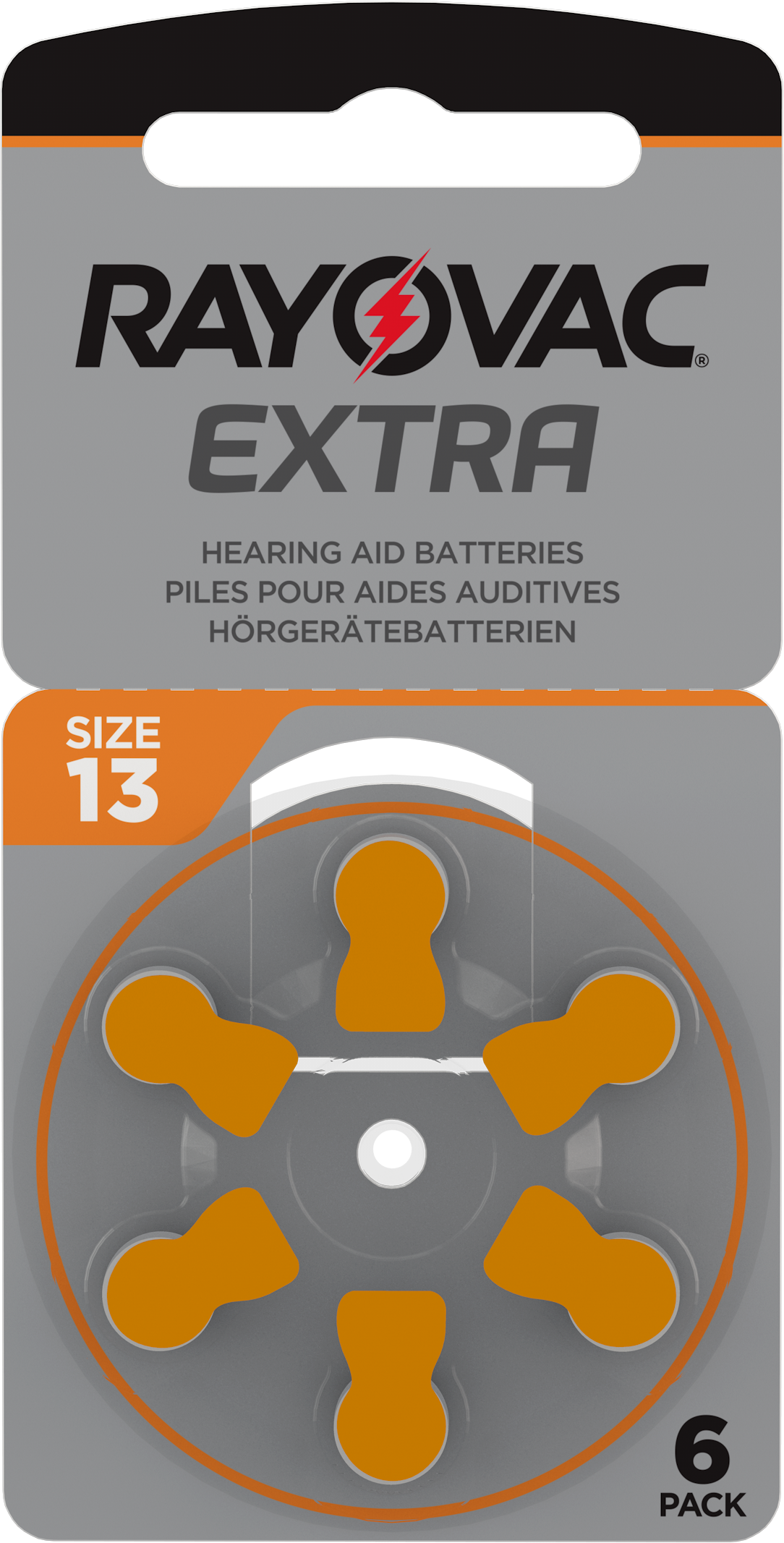 HEARING AID BATTERIES,Rayovac PR48 ZA13 Size 13 6`s I/cd [Splittable]