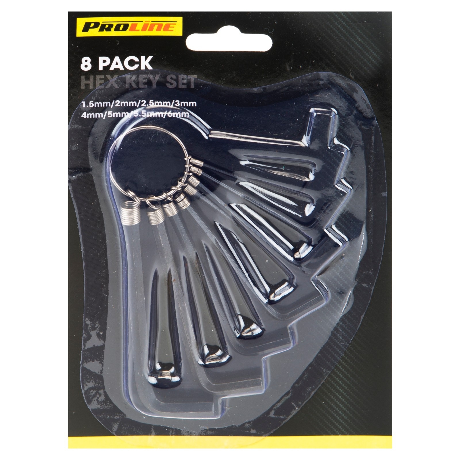 HEX KEY SET,8 Assorted Sizes (1.5mm - 6mm) I/cd [Packs Only]