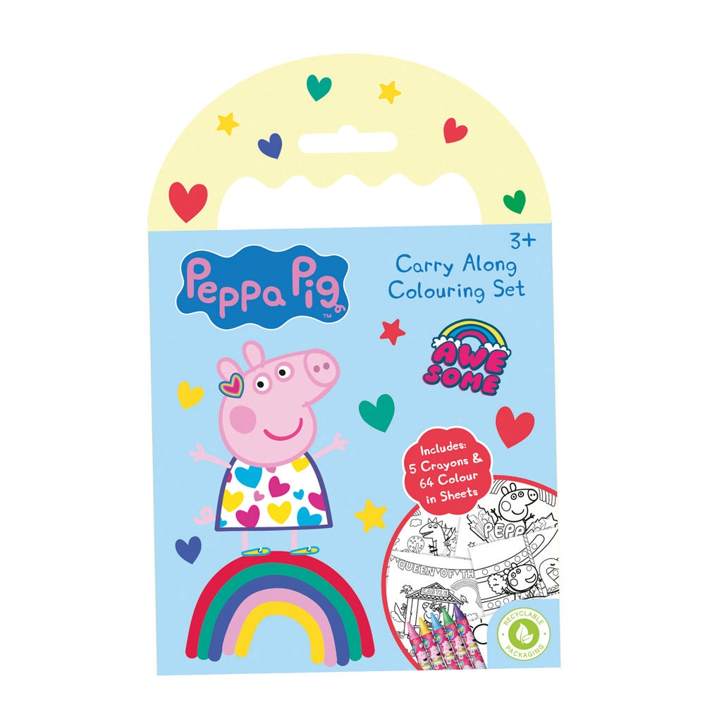 COLOURING SET,Peppa Pig, Carry Along & 5 Crayons [Splittable]