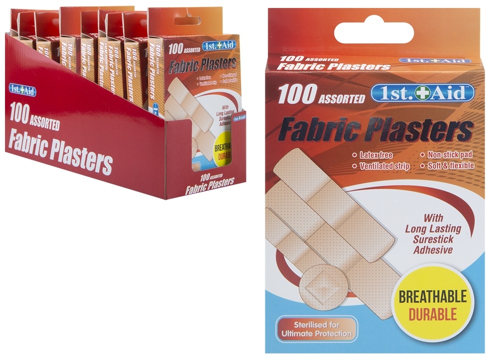 PLASTERS,Fabric 100`s Latex Free Breathable H/pk CDU [Splittable]