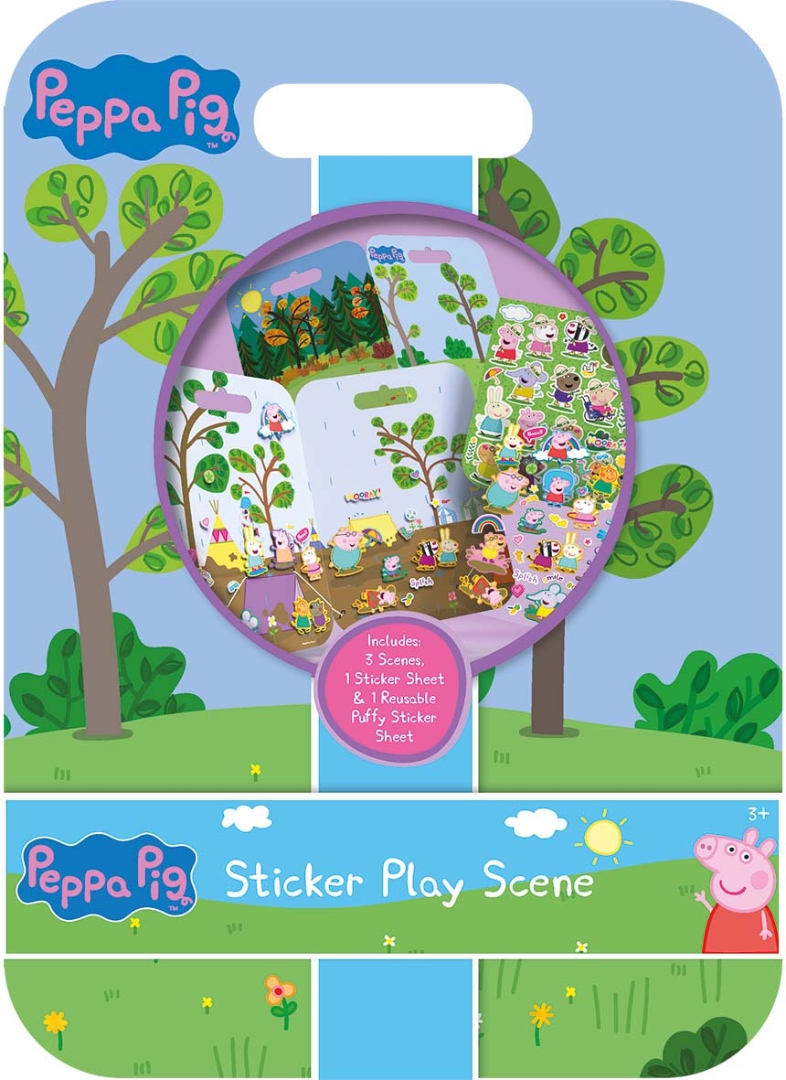 STICKER PLAY SCENE,Peppa Pig,3 Scenes & 2 Sticker Sheets H/pk [Splittable]