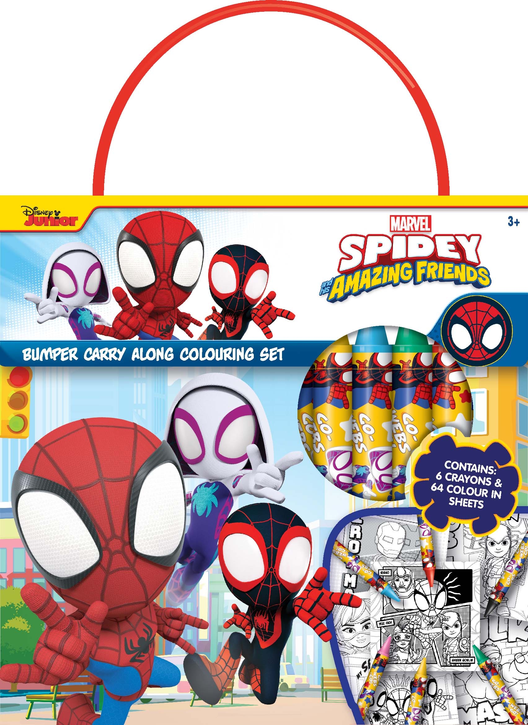 COLOURING SET,Spidey & Friends, Bumper Carry Along & 6 Crayons [Splittable]