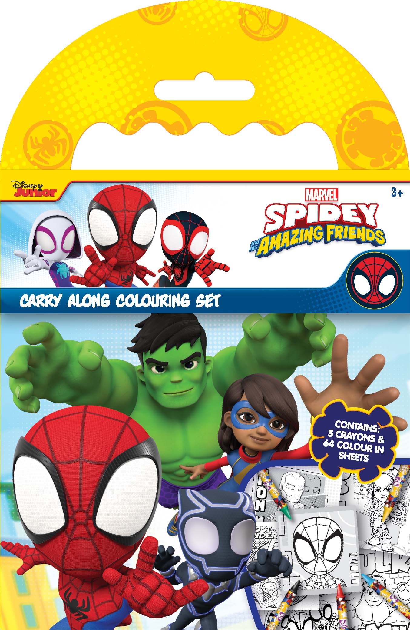 COLOURING SET,Spidey & Friends, Carry Along & 5 Crayons [Splittable]
