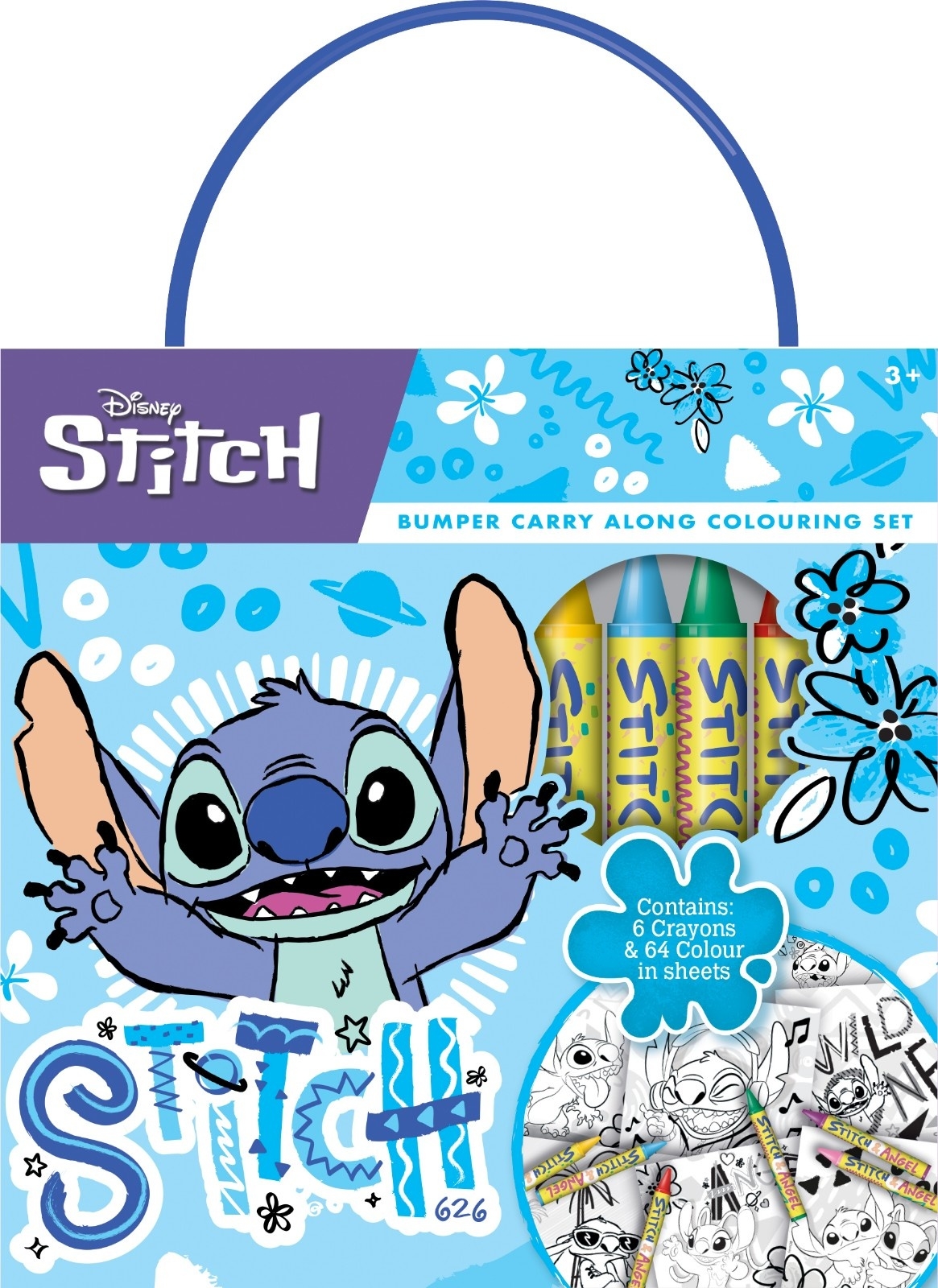 COLOURING SET,Stitch, Bumper Carry Along & 6 Crayons [Splittable]