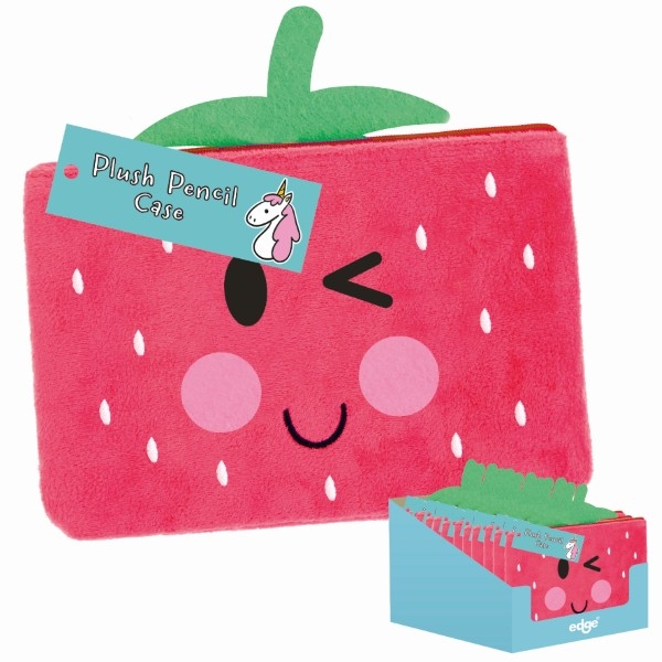 PENCIL CASE, Strawberry Face, Plush, 210 X 145mm CDU [Splittable]