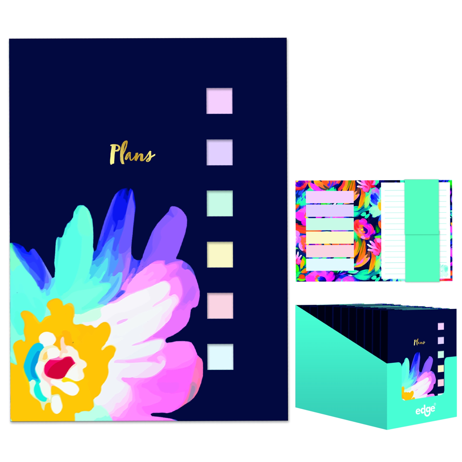 STICKY NOTEPAD,Botanical Bliss with 6 page markers CDU [Splittable]
