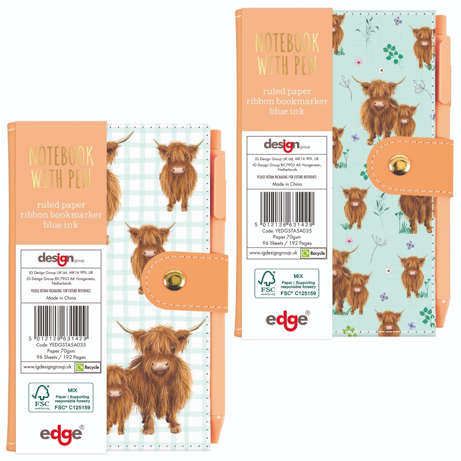 NOTEBOOK,Slim Highland Cow & Pen CDU [Splittable]
