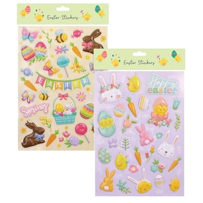 EASTER STICKERS,Bubble Large Assorted H/pk [Packs Only]