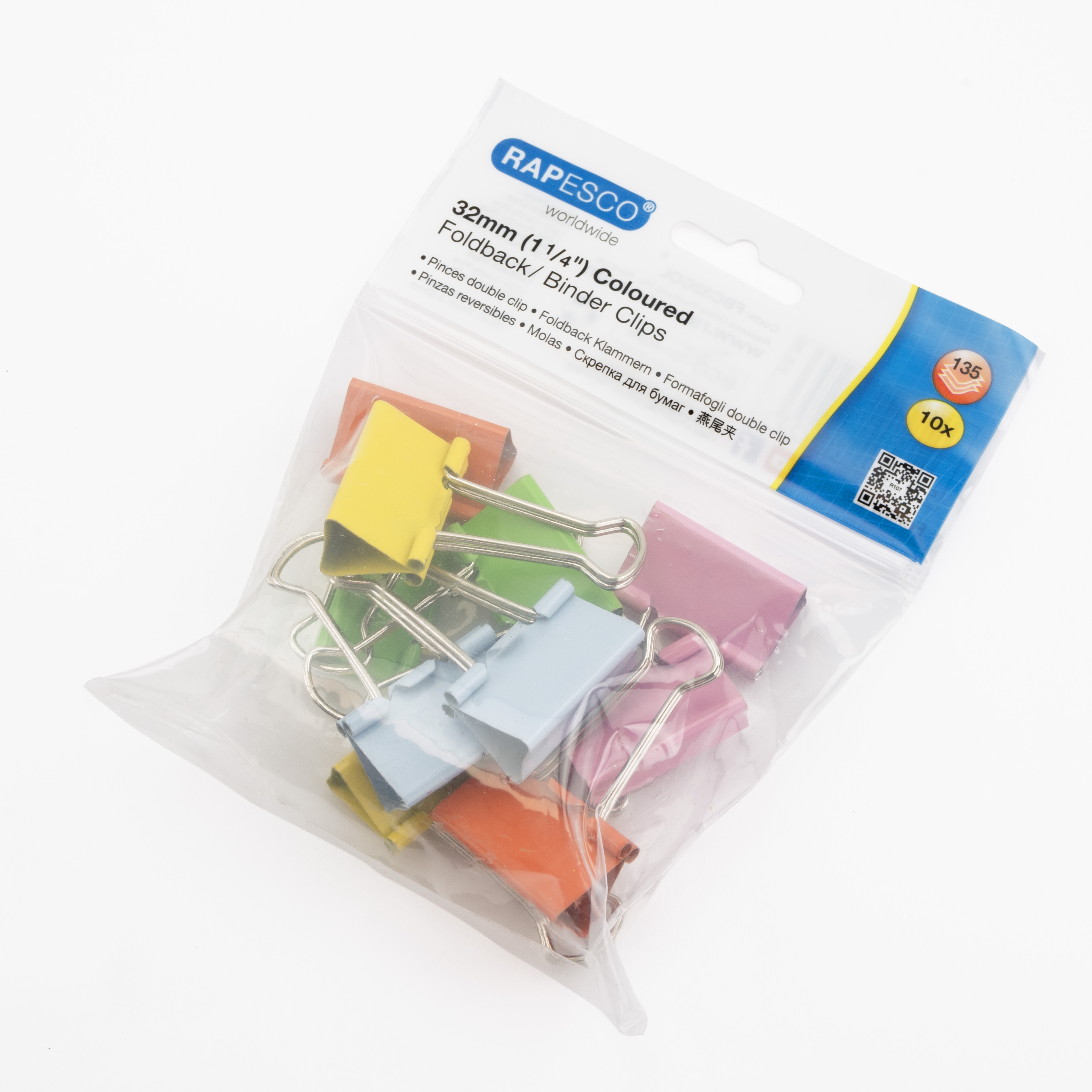 FOLDBACK CLIPS,Assorted Colours 10`s 32mm Boxed [Splittable]