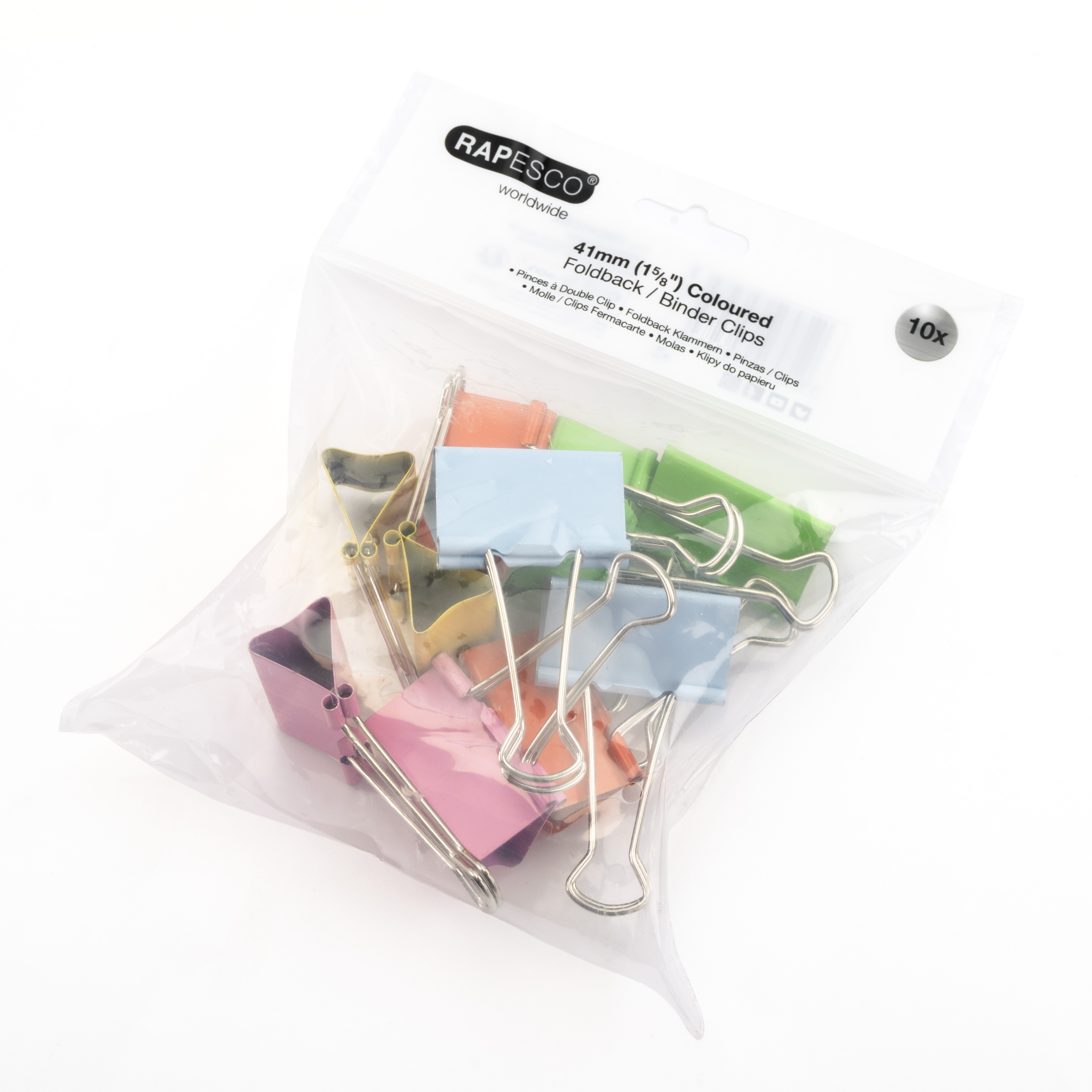 FOLDBACK CLIPS,Assorted Colours 10`s 41mm Boxed [Splittable]