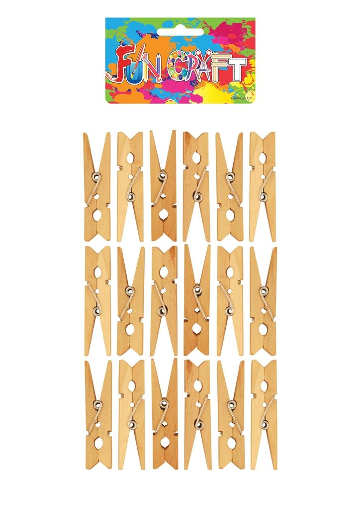 WOODEN PEGS, Mini, Craft 48mm 18`s H/pk [Packs Only]