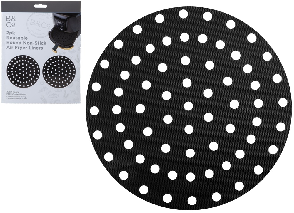AIR FRYER LINER,Non Stick Round 20cm Reusable 2`s H/pk [Packs Only]