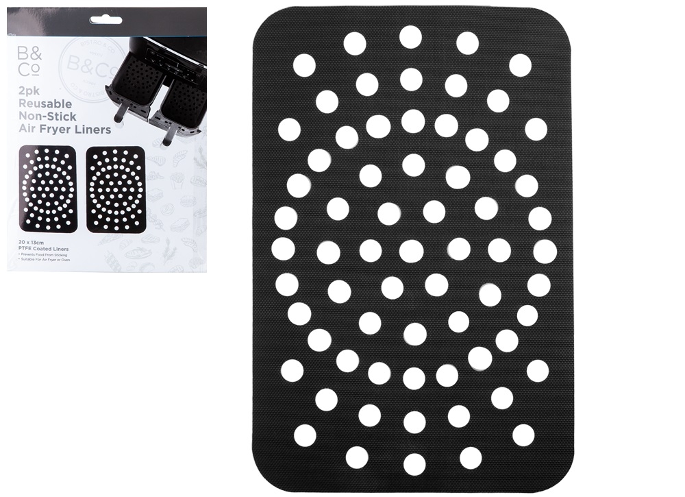 AIR FRYER LINER,Non Stick Rectagular 20 x 13cm Reusable 2`s H/pk [Packs Only]