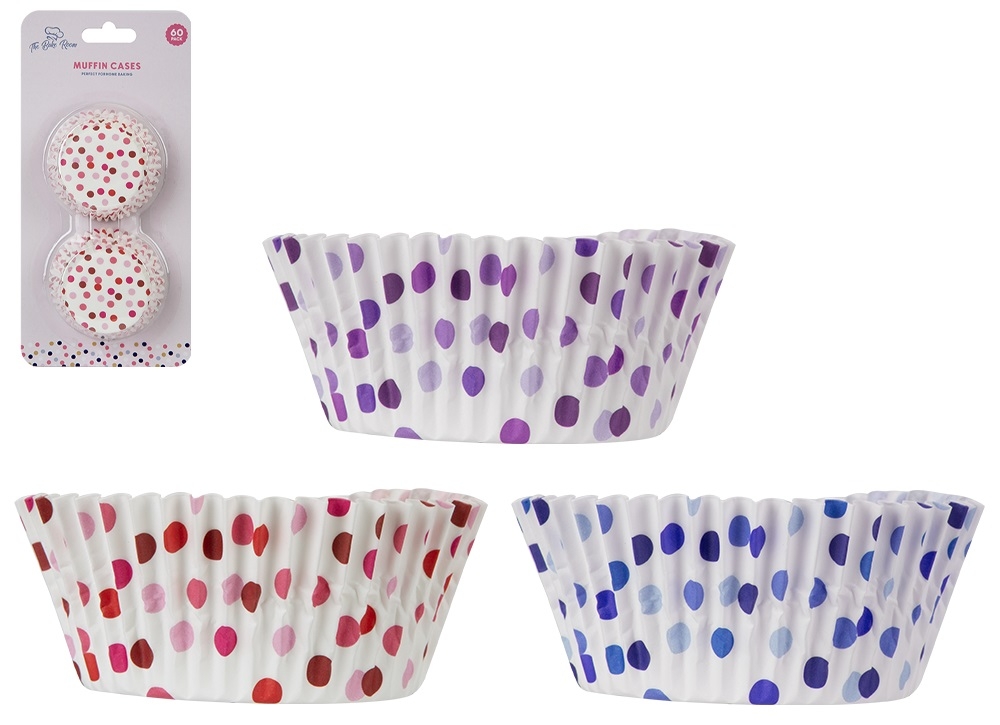 MUFFIN CASES,Assorted Colours 60`s H/pk [Packs Only]