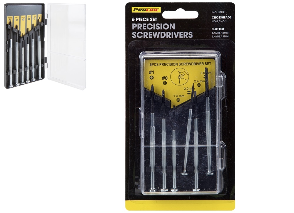 SCREWDRIVERS,Precision 6`s Assorted Sizes in Case I/cd [Packs Only]