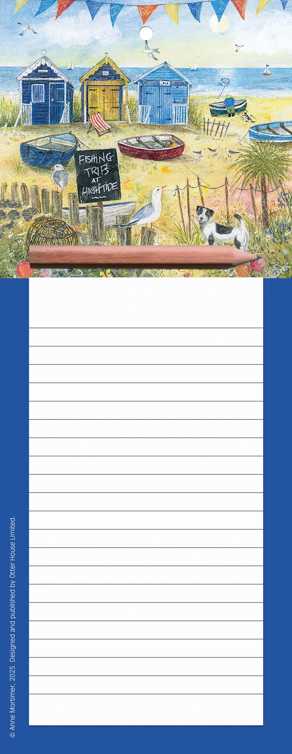 MAGNETIC MEMO PAD,Beach Huts 40 Sheets with Pencil