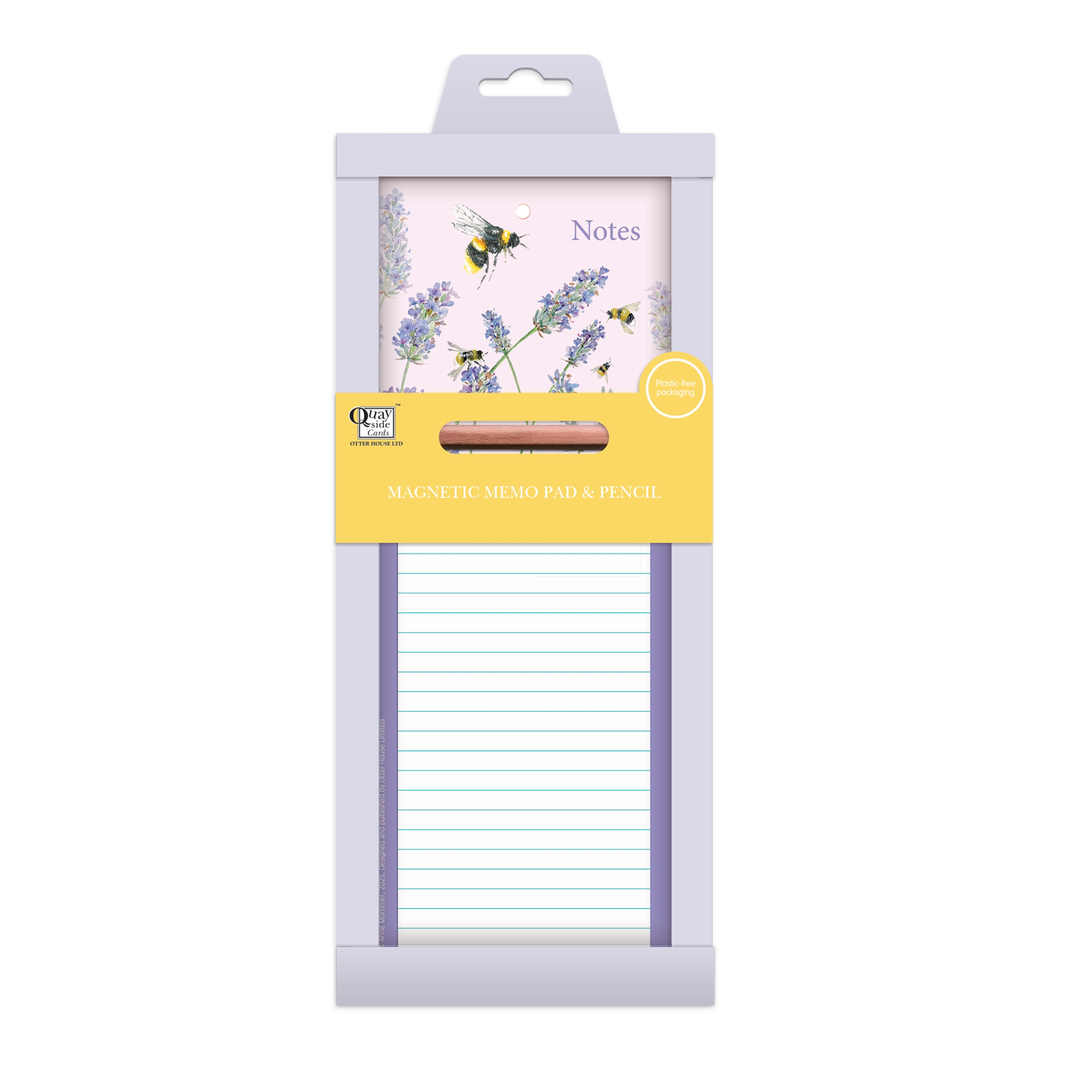 MAGNETIC MEMO PAD,Beautiful Blooms Lavender 40 Sheets with Pencil