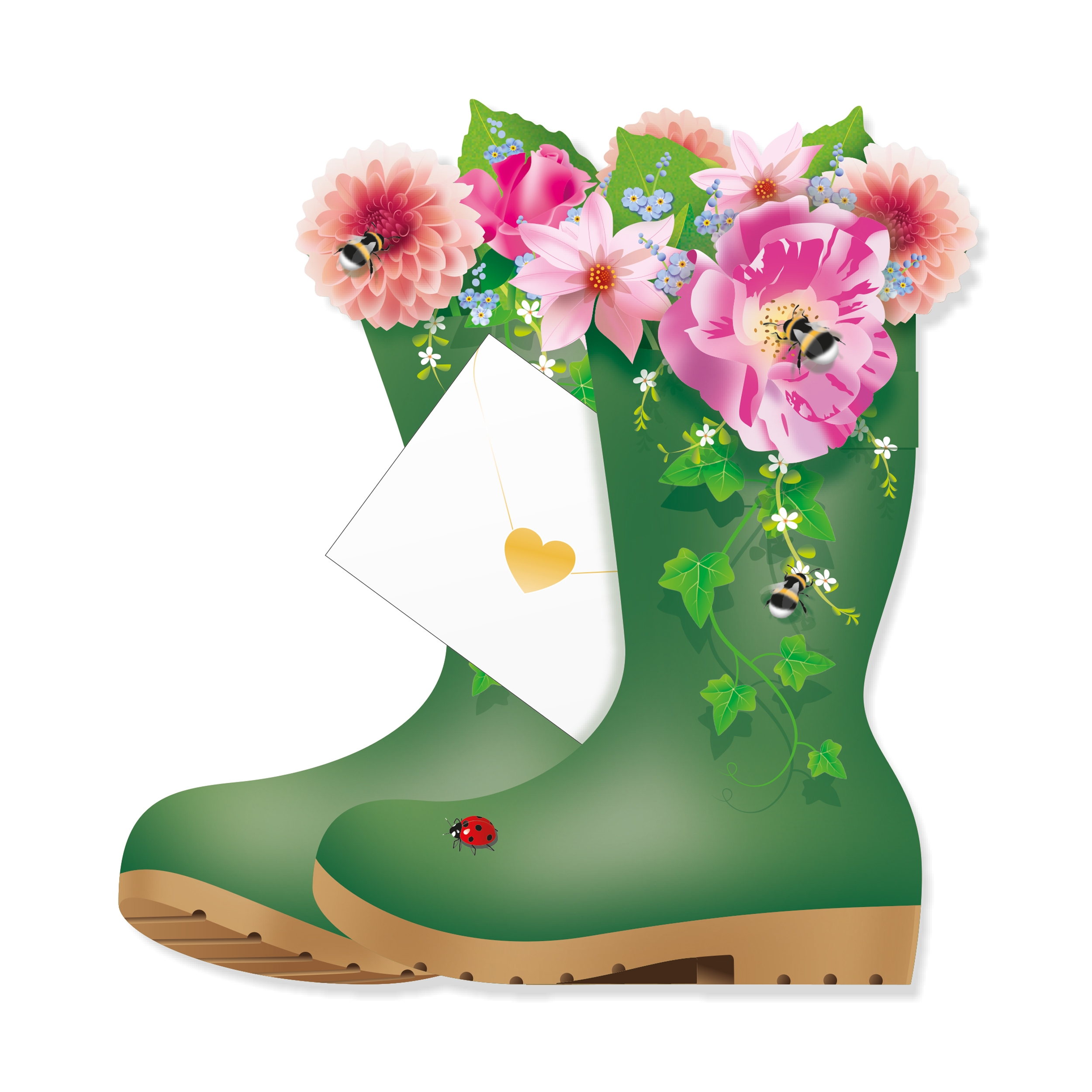 BLANK CARDS,3D,Floral Boots [Packs Only]