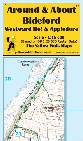 WALKING MAP,Around & About Laminated Waterproof,Bideford, Westward Ho!, Appledore