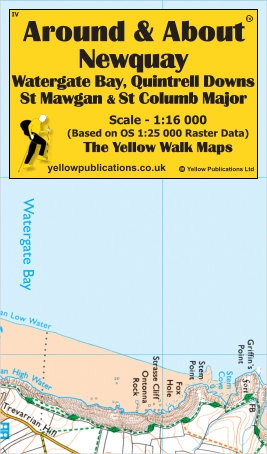 WALKING MAP,Around & About Laminated Waterproof,Newquay, Watergate Bay, Quintrell Downs, St Mawgan, St Columb Major