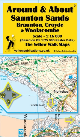 WALKING MAP,Around & About Laminated Waterproof,Saunton Sands, Braunton, Croyde, Woolacombe