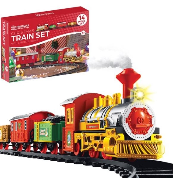 XMAS TRAIN,with 3 Carriages, 330cm of Track 14pc.