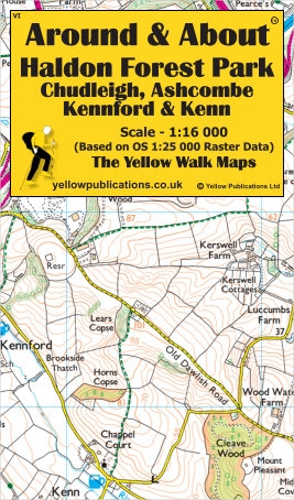 WALKING MAP,Around & About Laminated Waterproof,Haldon Forest Park, Chudleigh, Ashcombe, Kennford & Kenn