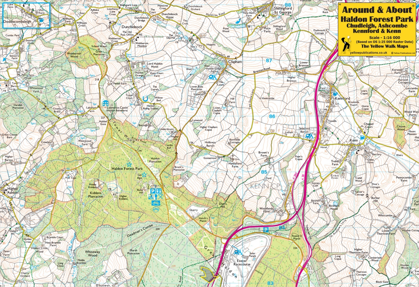 WALKING MAP,Around & About Laminated Waterproof,Haldon Forest Park, Chudleigh, Ashcombe, Kennford & Kenn