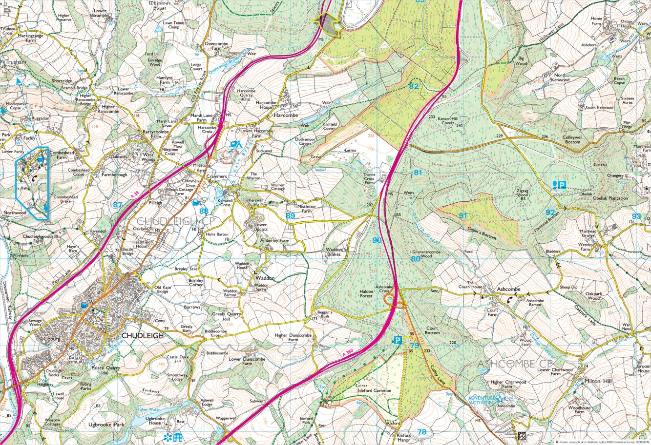 WALKING MAP,Around & About Laminated Waterproof,Haldon Forest Park, Chudleigh, Ashcombe, Kennford & Kenn