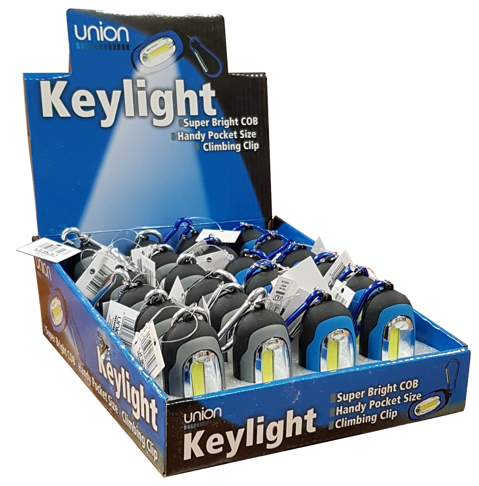 KEY LIGHT,Super Bright COB 1W with Carabiner Clip CDU [Packs Only]