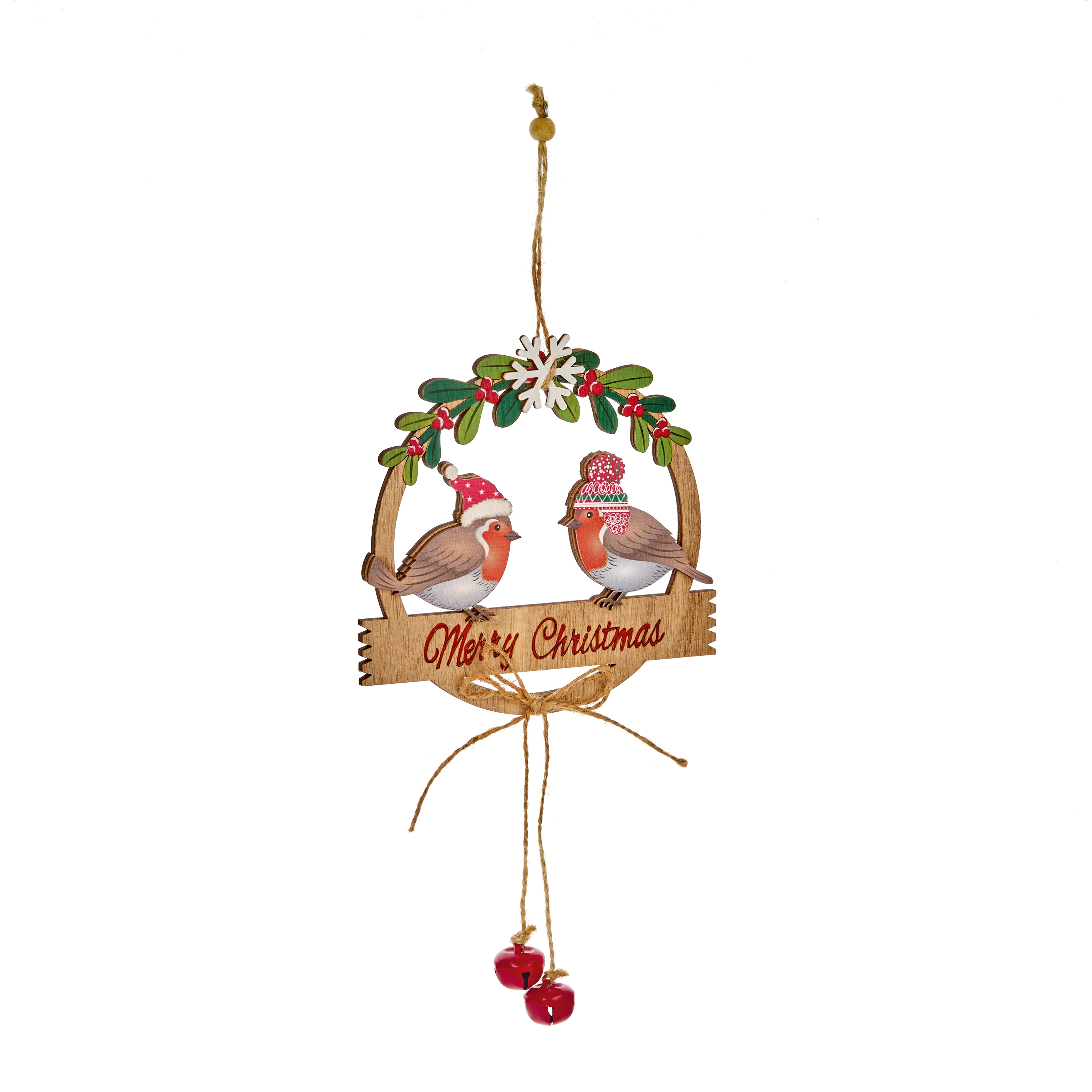 ORNAMENT,Wall Hanging Robins with Bells 26cm [Splittable]