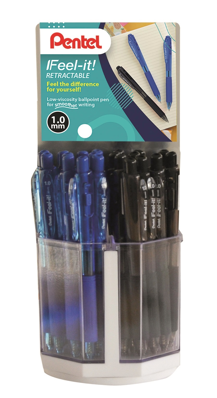 ROLLERBALL PEN,IFeel-it! Blue & Black CDU (Pentel) [Packs Only]