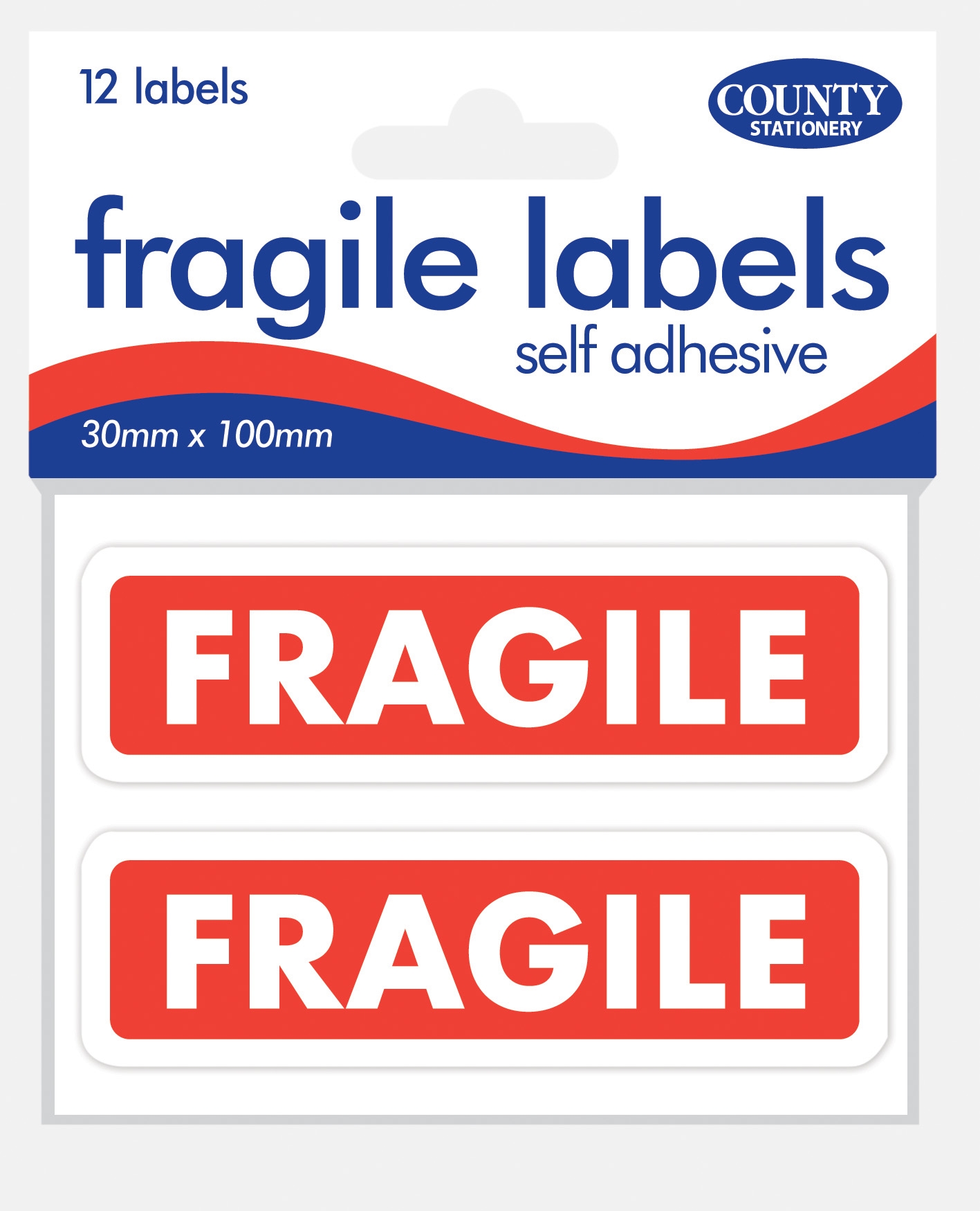 LABEL,Fragile Parcel 30x100mm S/Adh 12`s H/pk [Packs Only]