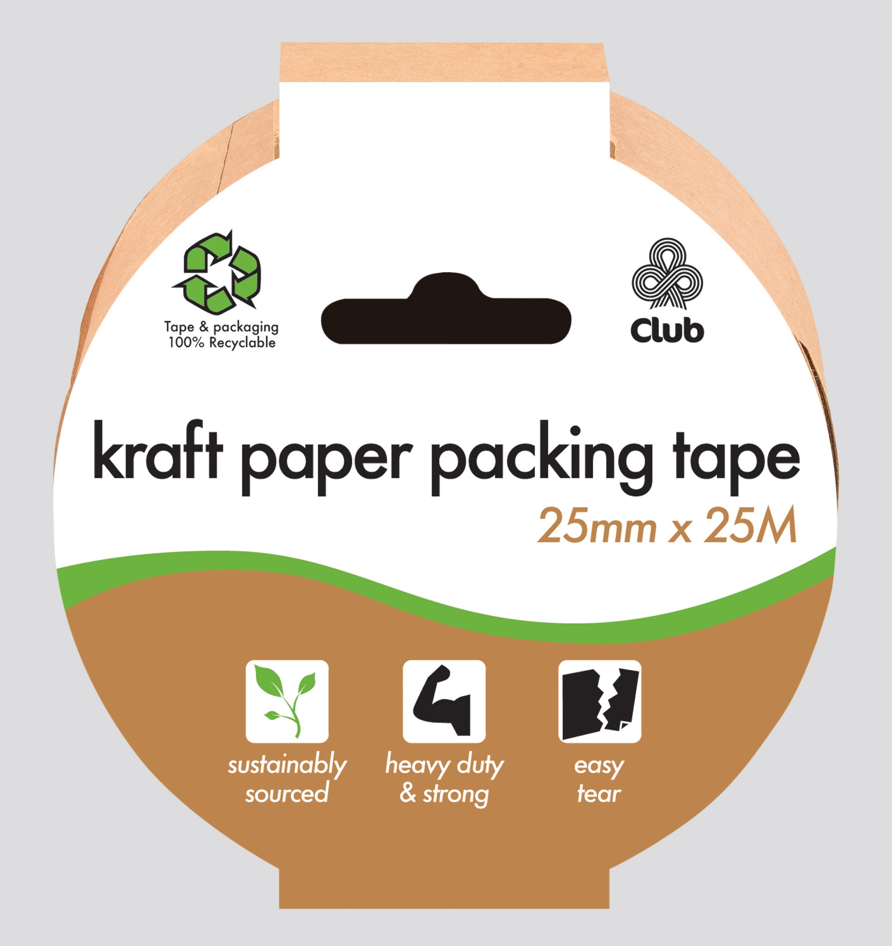 KRAFT PACKING TAPE, Eco Recyclable 25mm x 25m H/pk [Packs Only]