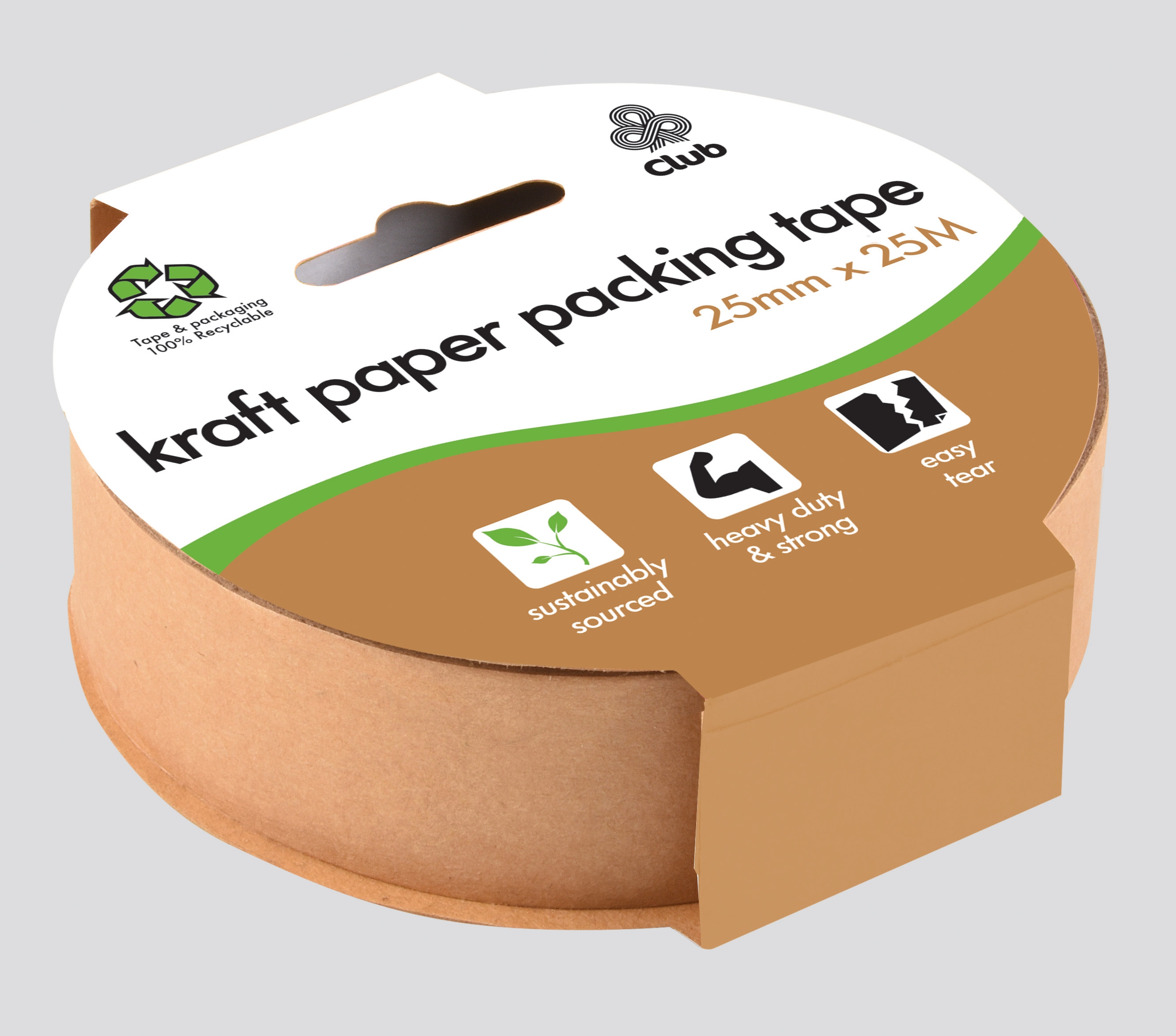 KRAFT PACKING TAPE, Eco Recyclable 25mm x 25m H/pk [Packs Only]